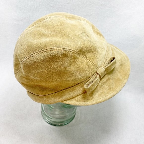 Eric Javits Tan Leather Suede Newsboy Cap OS main image 8